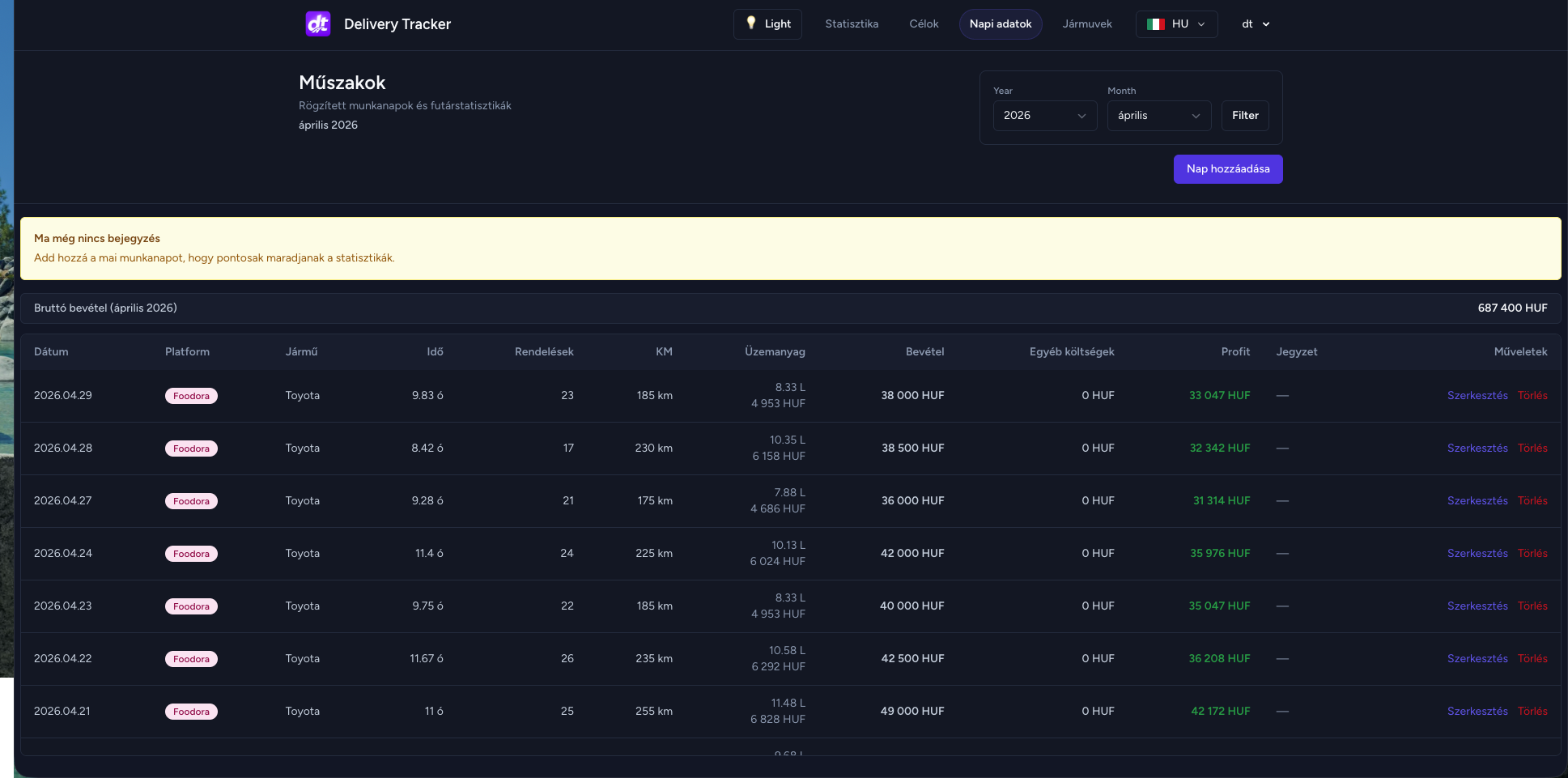 Delivery Tracker screenshot